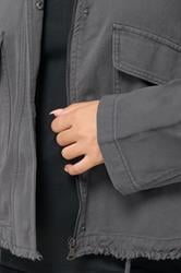 YOURS Plus Size Charcoal Grey Drop Shoulder Twill Jacket | Yours Clothing 4
