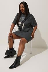 LIMITED COLLECTION Plus Size Grey Skull Graphic Lace T-Shirt Dress | Yours Clothing 3