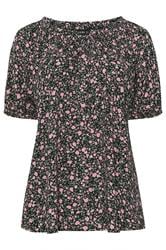YOURS Curve Pink Textured Ditsy Floral Print Top