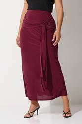 LIMITED COLLECTION Plus Size Burgundy Red Tie Maxi Skirt | Yours Clothing 2