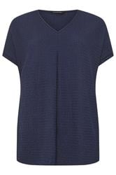 EVANS Curve Navy Blue Plisse Pleat Top