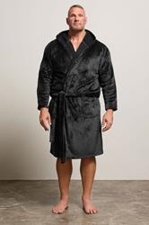 BadRhino Big & Tall Black Soft Fleece Dressing Gown | BadRhino 3