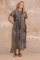 LTS Tall Beige Brown Tie Front Smock Dress | Long Tall Sally 1
