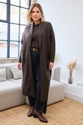EVANS Plus Size Chocolate Brown Premium Longline Coatigan | Evans  3