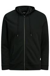 JACK & JONES Big & Tall Black Plain Zip Through Hoodie