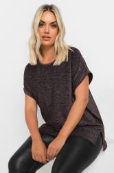 YOURS Plus Size Black Rainbow Glitter Grown On Sleeve Top | Yours Clothing 1