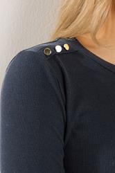 LTS Tall Women's Navy Blue Ribbed Button Top | Long Tall Sally 4