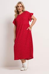 YOURS Plus Size Red Polka Dot Midaxi Dress | Yours Clothing 3