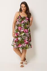 YOURS Plus Size Green Tropical Swing Dress | Yours Clothing 1