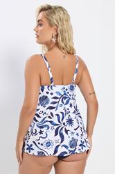 YOURS Plus Size White Abstract Floral Print Tankini Top | Yours Clothing 7