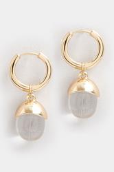 Gold Tone Gem Drop Hoop Earrings | Yours Clothing 3