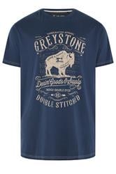 KAM Big & Tall Navy Blue 'Greystone' Graphic Print T-Shirt