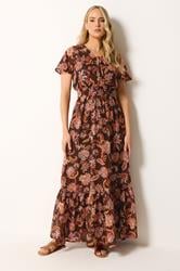 LTS Tall Women's Brown Floral Shirred Waist Maxi Dress | Long Tall Sally 3