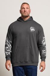 BadRhino Big & Tall Ebony Grey Skull Print Hoodie | BadRhino 1