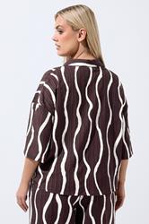 LIMITED COLLECTION Plus Size Brown Wavy Print Boxy Shirt | Yours Clothing 2