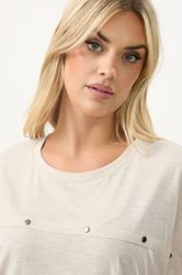 YOURS Plus Size Ivory White Stud Grown-On Sleeve T-Shirt | Yours Clothing 4