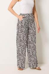 LTS Tall Women's Chocolate Brown Zebra Print Wide Leg Trousers | Long Tall Sally 1