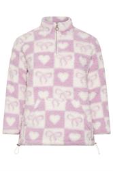 YOURS Plus Size Pink Check Quarter Zip Fleece Jacket | Yours Clothing 5