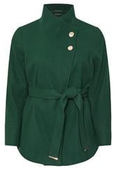 YOURS Curve Dark Green Formal Wrap Coat