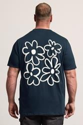 BadRhino Big & Tall Navy Blue Extra Long Flower Graphic T-Shirt | BadRhino 2