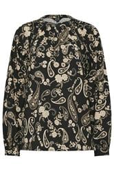 LTS Tall Black Paisley Placket Blouse