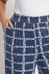 YOURS Plus Size Navy Blue Floral Check Trousers | Yours Clothing 4