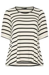 YOURS Curve Ivory White Stripe Puff Sleeve Top
