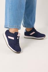 Navy Blue Colourblock Trainers In Extra Wide EEE Fit | Yours Clothing 1