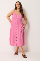 YOURS Plus Size Pink Cheesecloth Strappy Maxi Dress | Yours Clothing 1