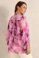 EVANS Plus Size Pink Petal Frill Occasion Blouse | Evans 4