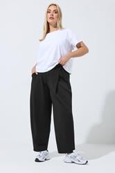 LIMITED COLLECTION Plus Size Black Pleated Barrel Leg Trousers | Yours Clothing 3