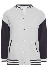 YOURS Plus Size Grey & Navy Blue Bomber Jacket | Yours Clothing 6