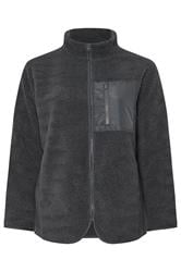 YOURS Curve Grey Pocket Teddy Fleece Jacket