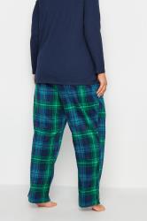 YOURS Curve Plus Size Blue & Green Tartan Print Pyjama Bottoms | Yours Clothing 4
