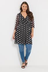 YOURS Plus Size Black Polka Dot Tunic Top| Yours Clothing 2