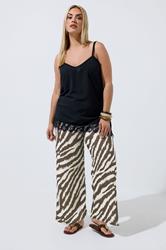 LIMITED COLLECTION Plus Size Brown Zebra Wide Leg Trousers | Yours Clothing 3