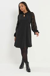 YOURS Plus Size Black Lace Mini Dress | Yours Clothing 3