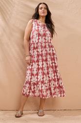 EVANS Plus Size Rust Orange Paisley Tie Neck Dress | Evans 1