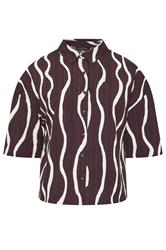 LIMITED COLLECTION Plus Size Brown Wavy Print Boxy Shirt | Yours Clothing 5