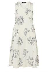 EVANS Curve Cream Embroidered Floral Linen Midi Dress