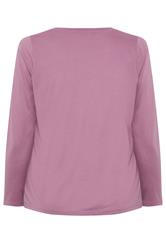 YOURS Plus Size Light Purple Long Sleeve Core T-Shirt | Yours Clothing 6