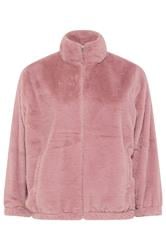 YOURS Curve Dusky Pink Faux Fur Fleece Jacket