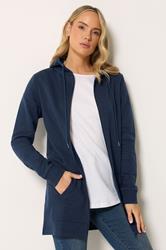 LTS Tall Women's Navy Blue Cotton Longline Zip Hoodie | Long Tall Sally 3