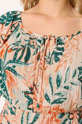 YOURS Plus Size Cream Leaf Tie Neck Bardot Maxi Dress | Yours Clothing 6