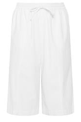 EVANS Curve White Cropped Pull On Cotton Trousers