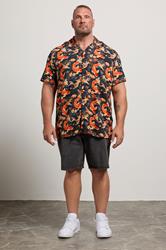 JACK & JONES Big & Tall Brown Fish Print Resort Shirt | Badrhino 1