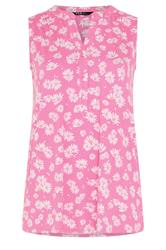YOURS Curve Pink Daisy Sleeveless Swing Blouse
