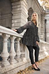 YOURS Plus Size Black Polka Dot Print Pleated Blouse | Yours Clothing 1
