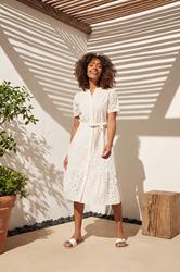 M&Co White Cotton Broderie Button Through Dress | M&Co 3
