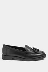 Black Tassle Loafers In Wide E Fit | Yours Clothing 2